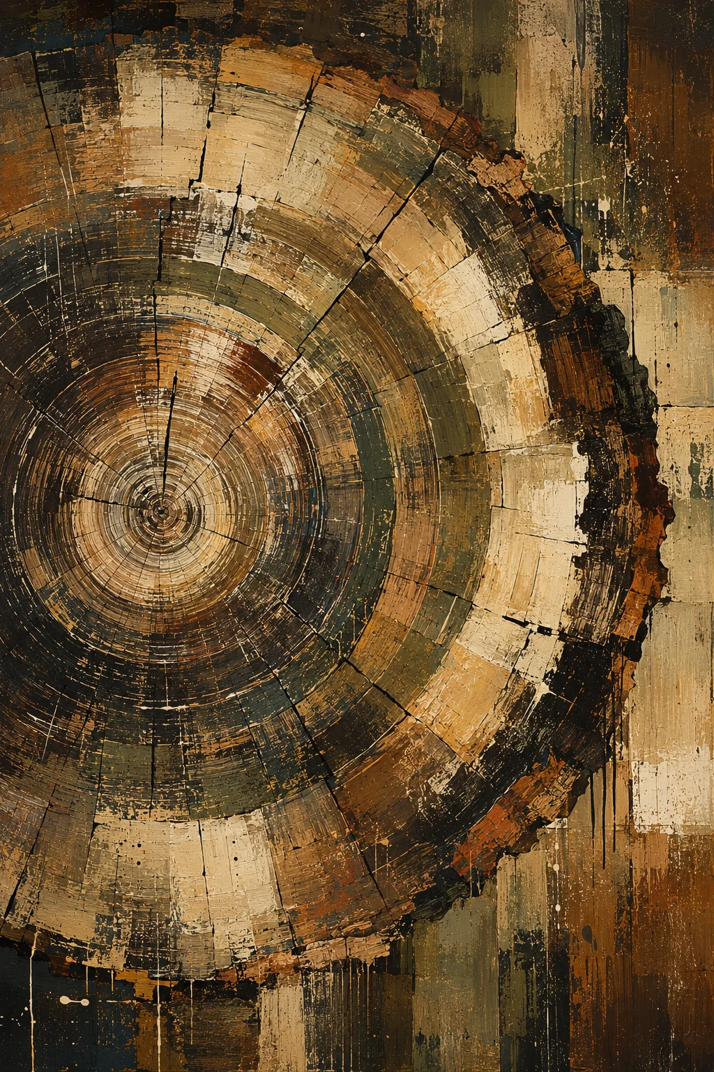Abstract tree rings painting
